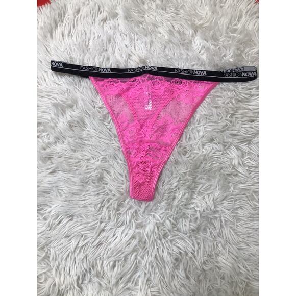 Fashion Nova Lace HOT PINK Thong Women's Size X-Large PLUS Sz NWOT - Picture 4 of 6